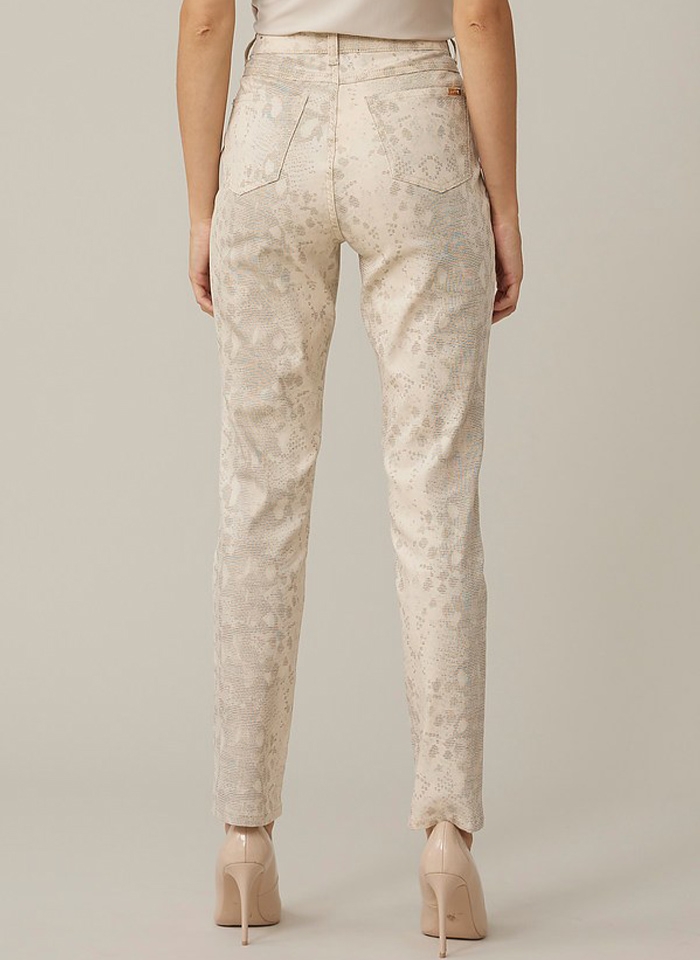 Joseph Ribkoff 221940 Beżowe spodnie w delikatny wzór.