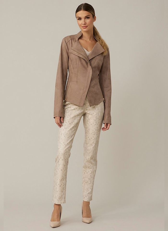 Joseph Ribkoff 221940 Beżowe spodnie w delikatny wzór.