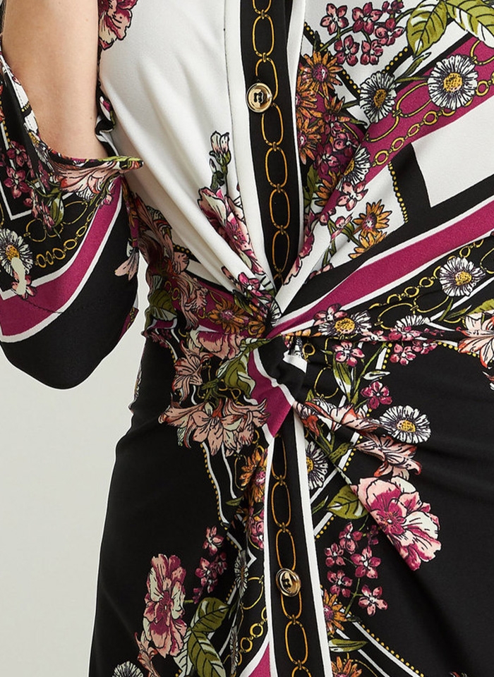 Joseph Ribkoff, Kolorowa sukienka z kołnierzykiem.