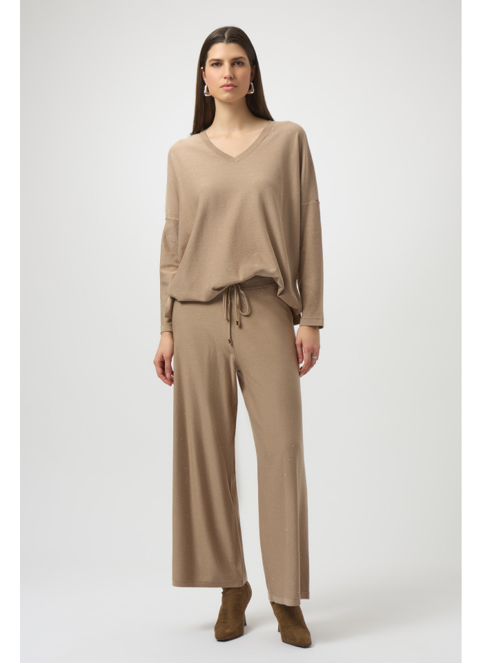 Joseph Ribkoff 244921F25 Elegancki, beżowy sweter zdobiony cekinami