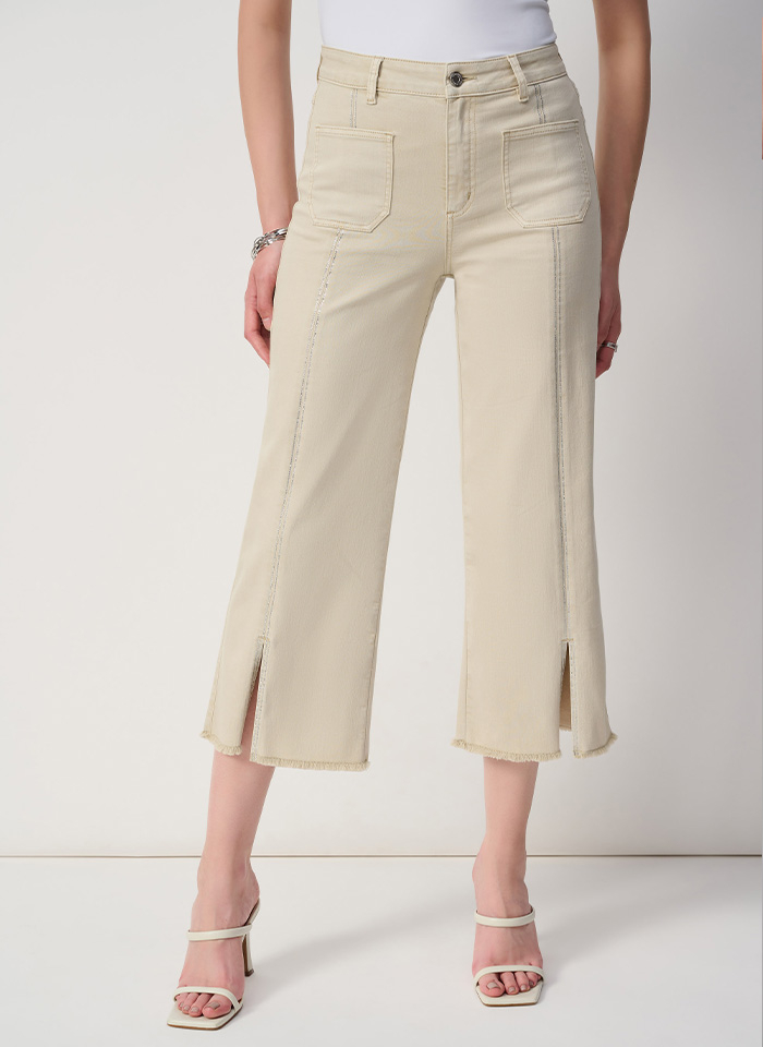 Joseph Ribkoff 251901 Spodnie kuloty zdobione dżetami beż/avocado/brąz