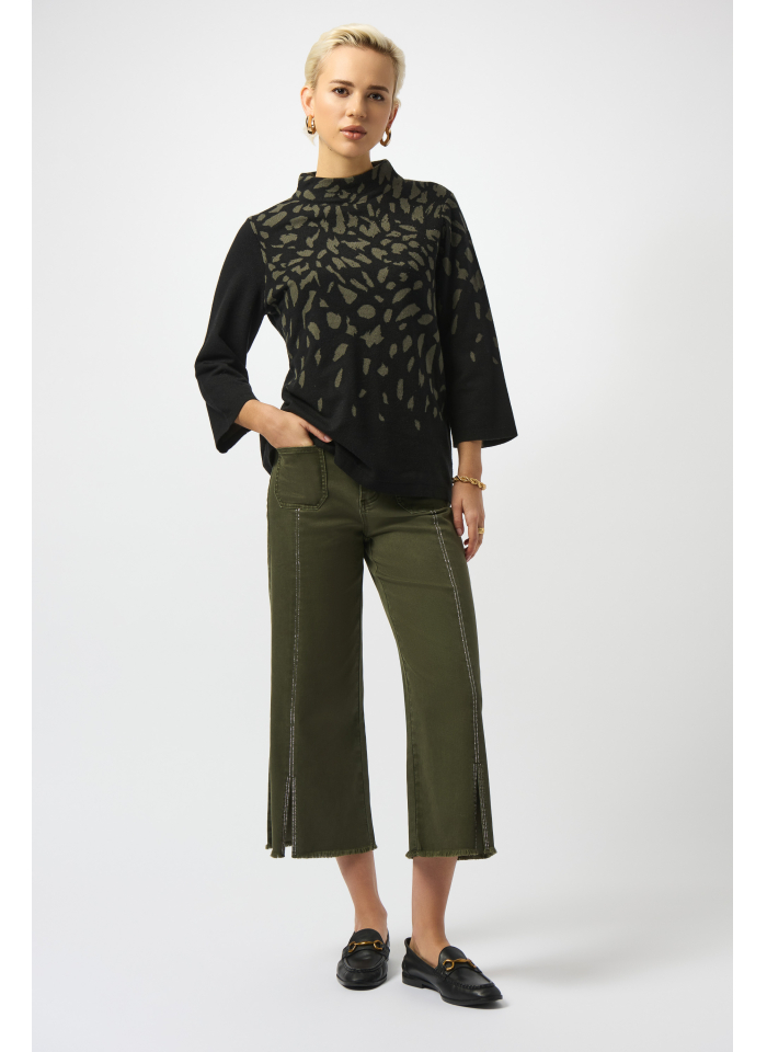 Joseph Ribkoff 251901 Spodnie kuloty zdobione dżetami beż/avocado/brąz