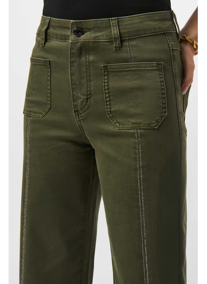 Joseph Ribkoff 251901 Spodnie kuloty zdobione dżetami beż/avocado/brąz