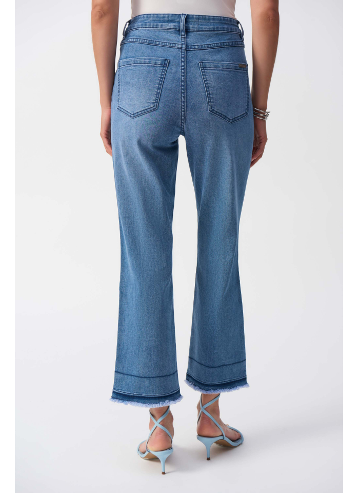 Joseph Ribkoff 251957 Spodnie jeans z szerszą nogawką postrzępione na dole