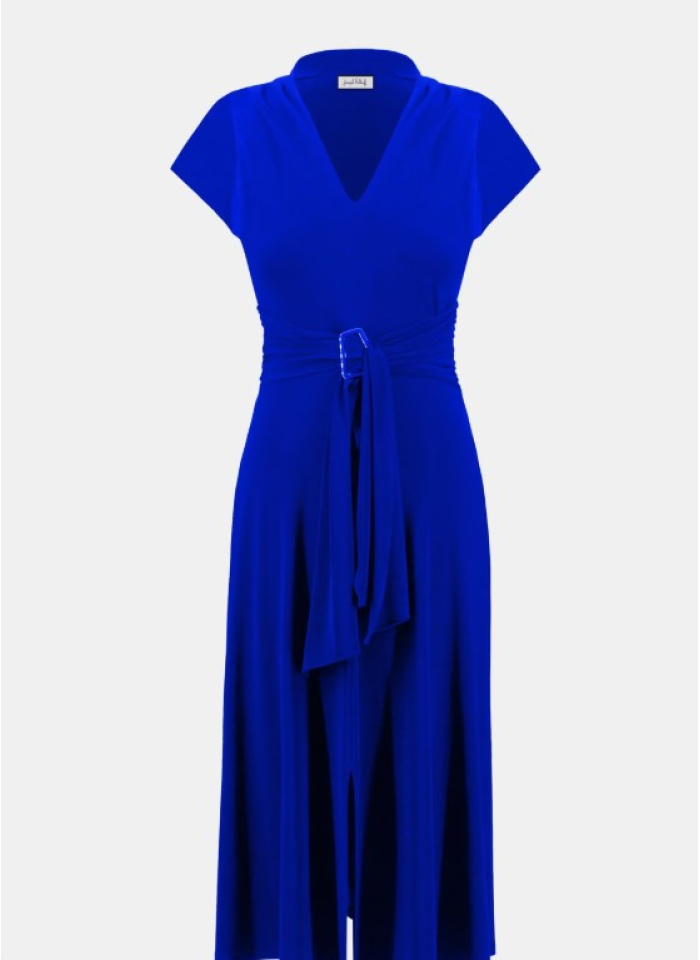 Joseph Ribkoff 252091 Sukienka szafirowa/granatowa z paskiem z klamrą