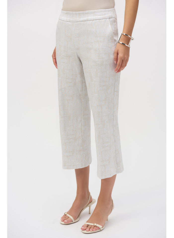 Joseph Ribkoff 252123 Spodnie kremowe w czarne i białe fale