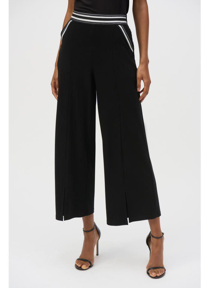 Joseph Ribkoff 252153 Spodnie czarne kuloty z rozcięciem.