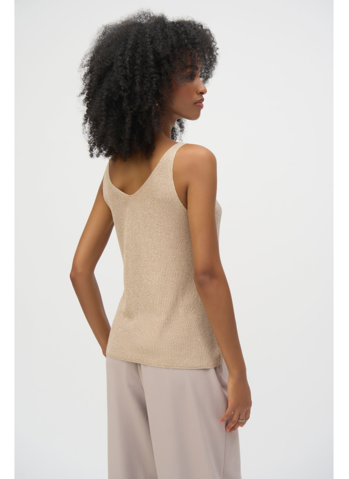 Joseph Ribkoff 252915 Top beżowy z dzianiny zdobiony cekinami