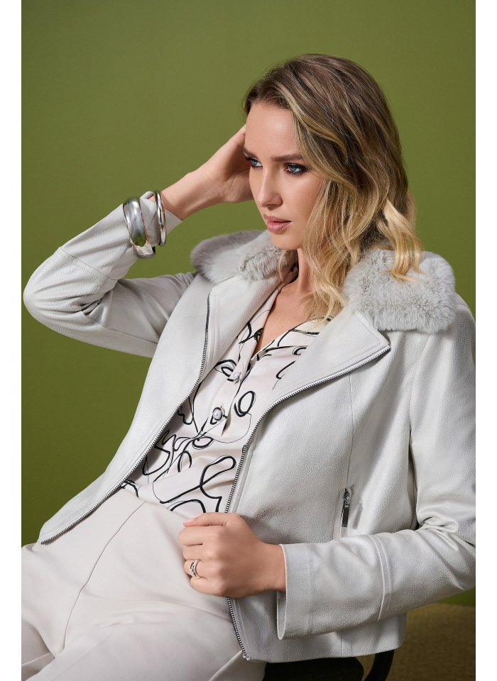 Joseph Ribkoff 253925 Ramoneska z kołnierzem zdobionym futerkiem