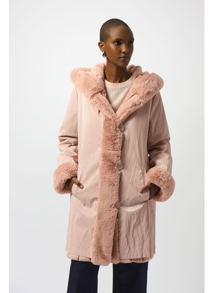 Joseph Ribkoff 253926 Dwustronny płaszcz w pudrowym różu