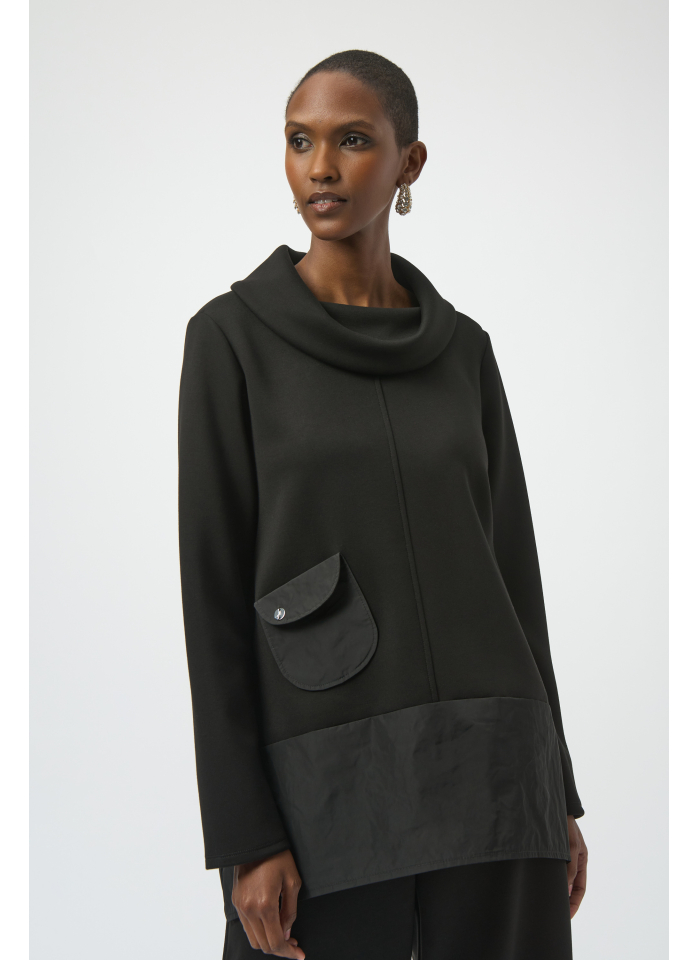 Joseph Ribkoff 254004 Stylowa, czarna tunika z golfem