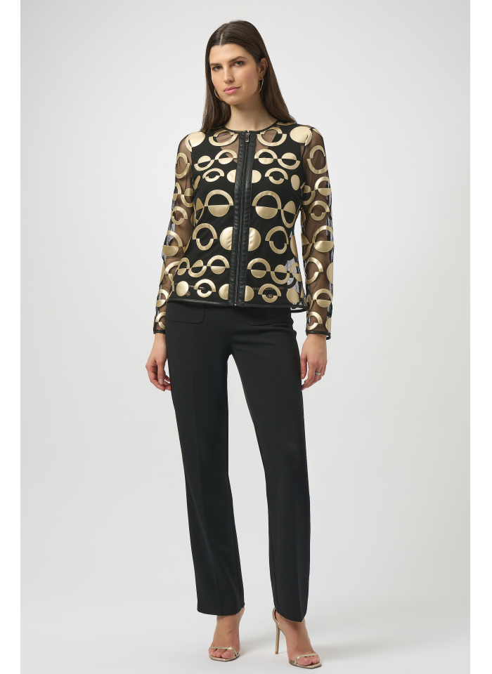 Joseph Ribkoff 254043 Klasyczne, spodnie ze złotymi łańcuszkami 2 kolory.