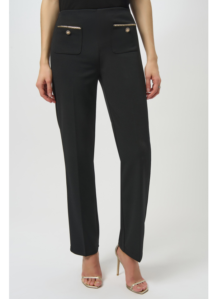 Joseph Ribkoff 254043 Klasyczne, spodnie ze złotymi łańcuszkami 2 kolory.