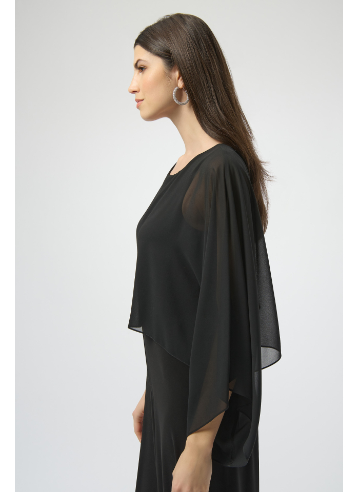 Joseph Ribkoff 254055 Czarny, elegancki kombinezon z szeroką nogawka.