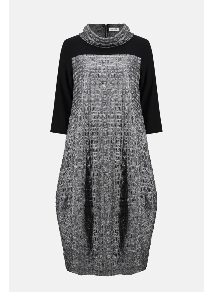Joseph Ribkoff 254057 sukienka czarno-grafitowa z półgolfem