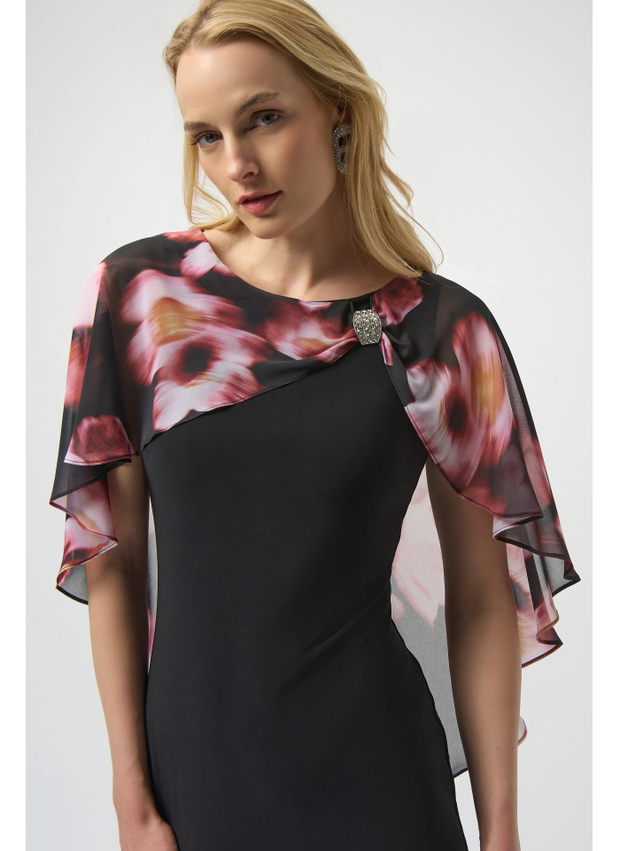 Joseph Ribkoff 254164 Wizytowa sukienka ze zwiewną pelerynka.