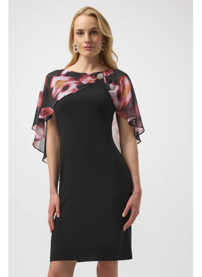 Joseph Ribkoff 254164 Wizytowa sukienka ze zwiewną pelerynka.