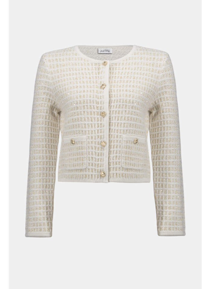 Joseph Ribkoff 254938 Dzianinowy żakiet zdobiony złotą nitką