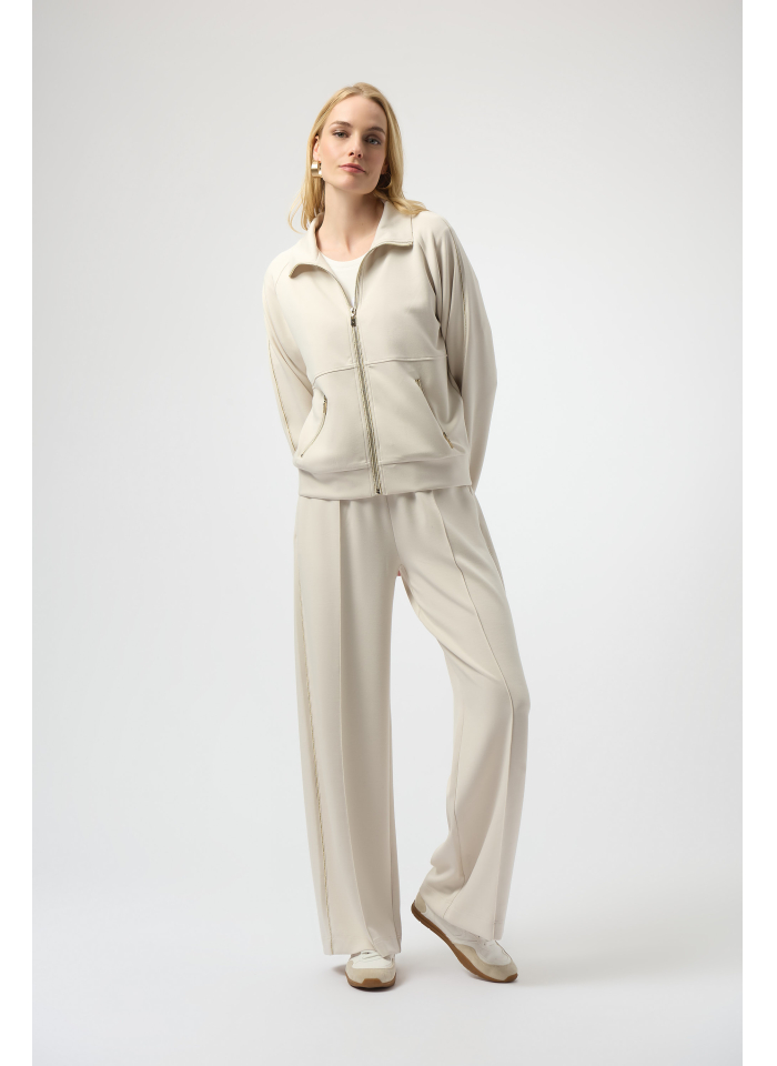 Joseph Ribkoff 254960 Kremowe spodnie ze złotym lampasem