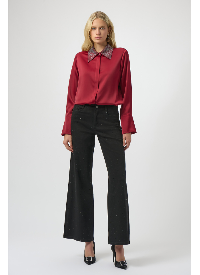 Joseph Ribkoff 254962 Czarne spodnie typu jeans zdobione cyrkoniami