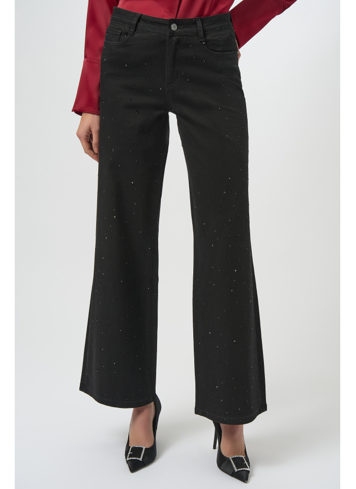 Joseph Ribkoff 254962 Czarne spodnie typu jeans zdobione cyrkoniami