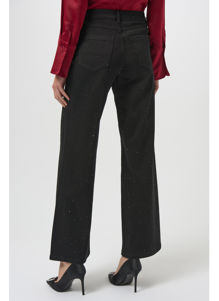 Joseph Ribkoff 254962 Czarne spodnie typu jeans zdobione cyrkoniami