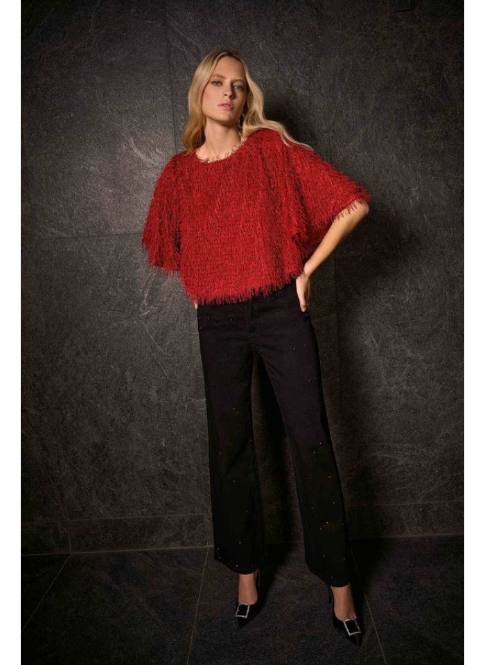 Joseph Ribkoff 254962 Czarne spodnie typu jeans zdobione cyrkoniami