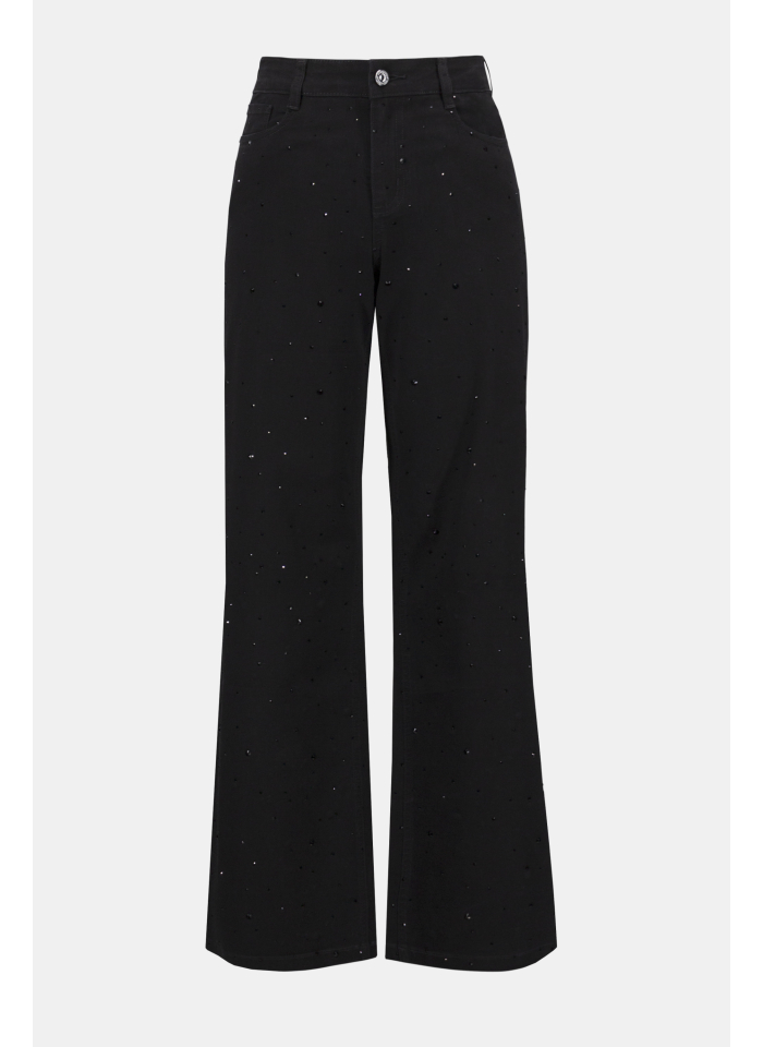 Joseph Ribkoff 254962 Czarne spodnie typu jeans zdobione cyrkoniami