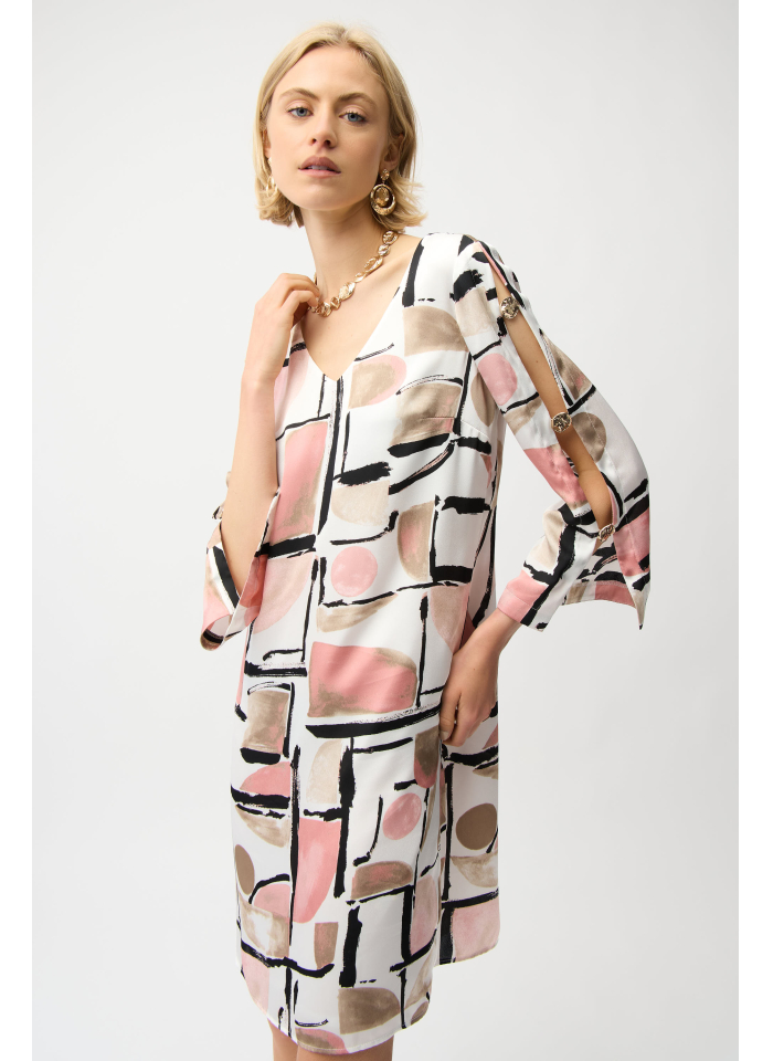 Joseph Ribkoff 261258 Satynowa sukienka w odcieniach różu.