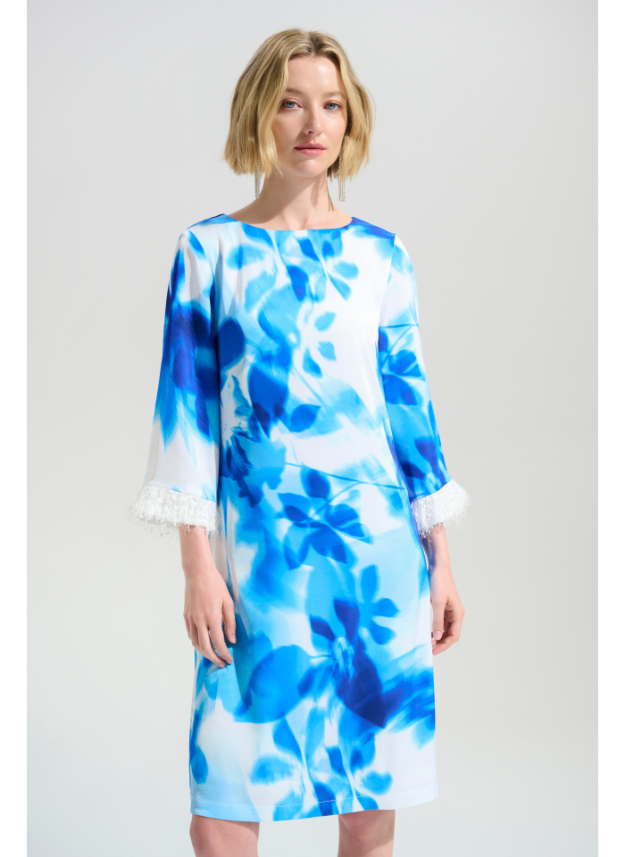 Joseph Ribkoff 261728 Satynowa sukienka z ozdobnym rękawem.