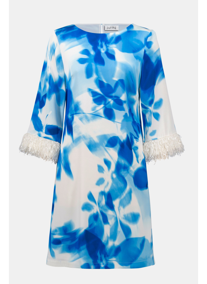 Joseph Ribkoff 261728 Satynowa sukienka z ozdobnym rękawem.