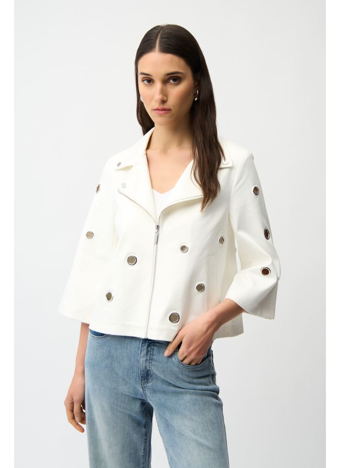 Joseph Ribkoff 261905 Kremowa ramoneska w efektowne oczka