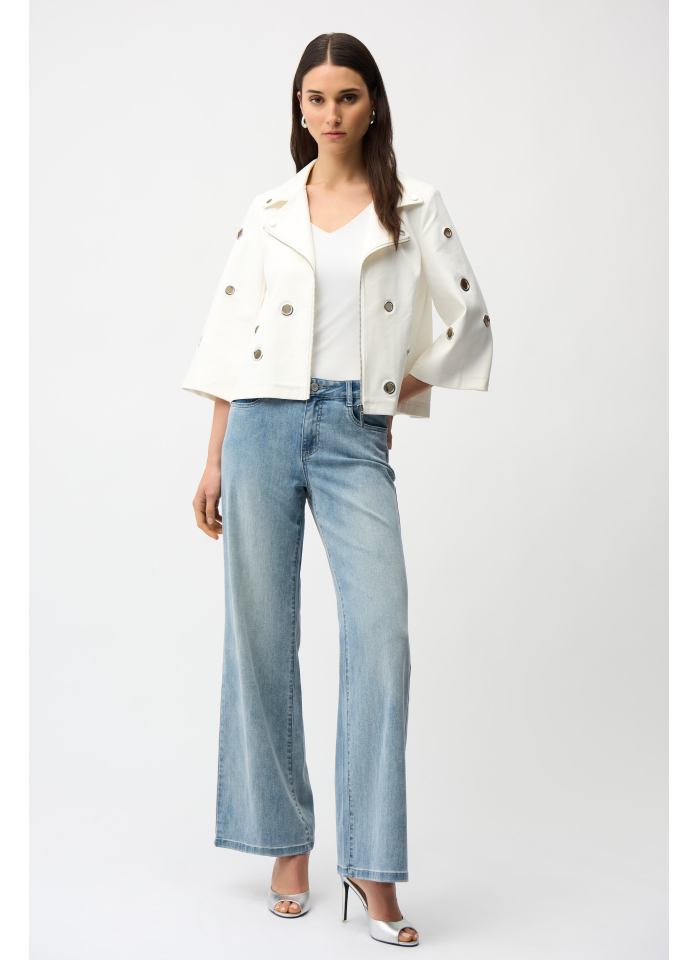 Joseph Ribkoff 261905 Kremowa ramoneska w efektowne oczka