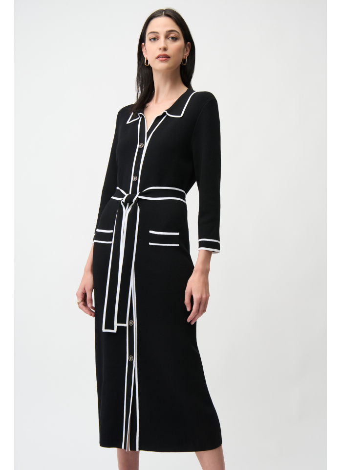 Joseph Ribkoff 261944 Czarna szmizjerka z białymi lamówkami.