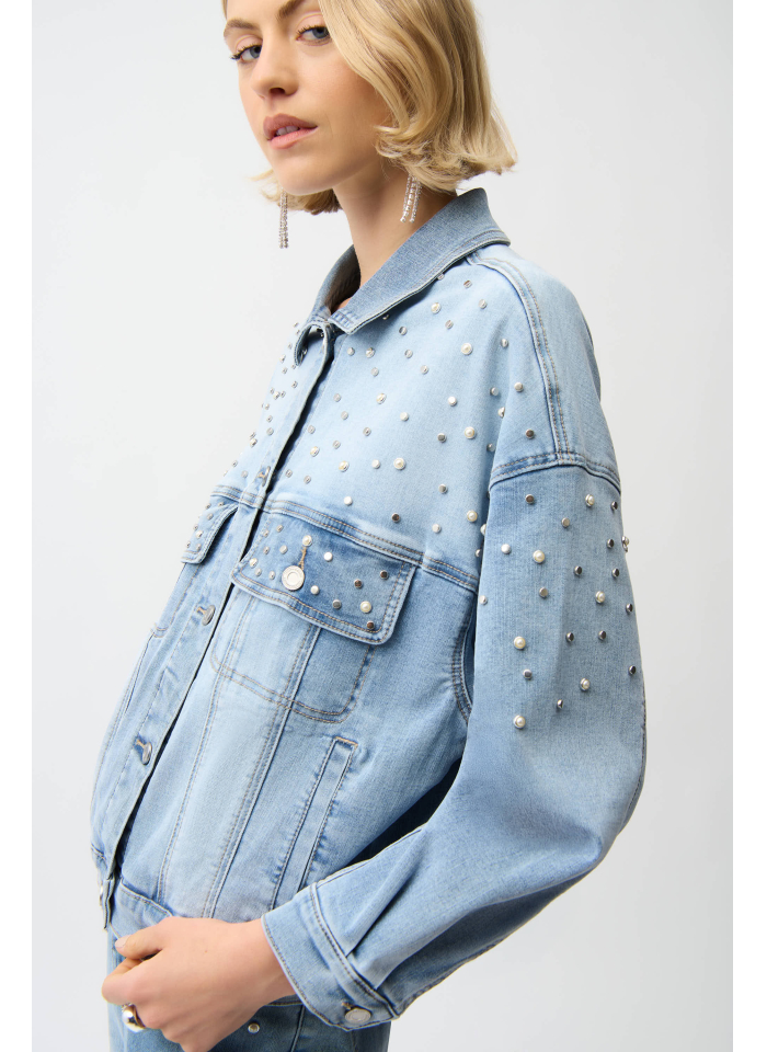 Joseph Ribkoff 261946 Jeansowa katana zdobiona dżetami