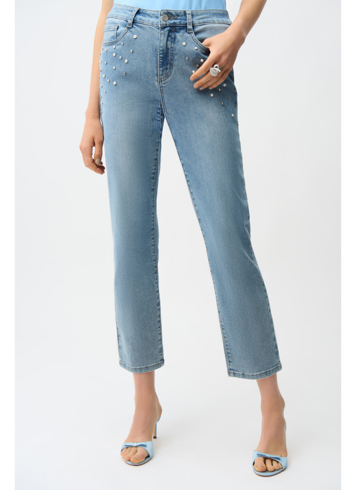 Joseph Ribkoff 261947 Spodnie jeans ze zdobionymi kieszeniami