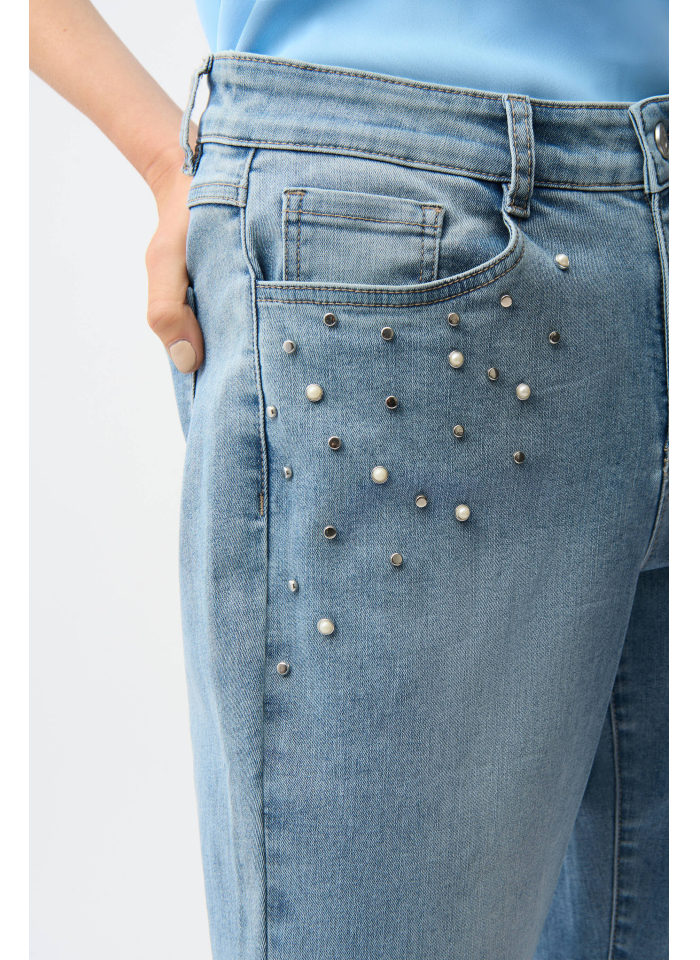 Joseph Ribkoff 261947 Spodnie jeans ze zdobionymi kieszeniami