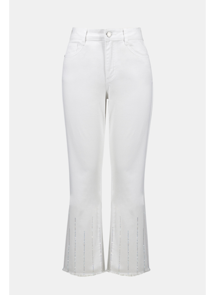 Joseph Ribkoff 261974 Białe spodnie długości 3/4 zdobione dżetami