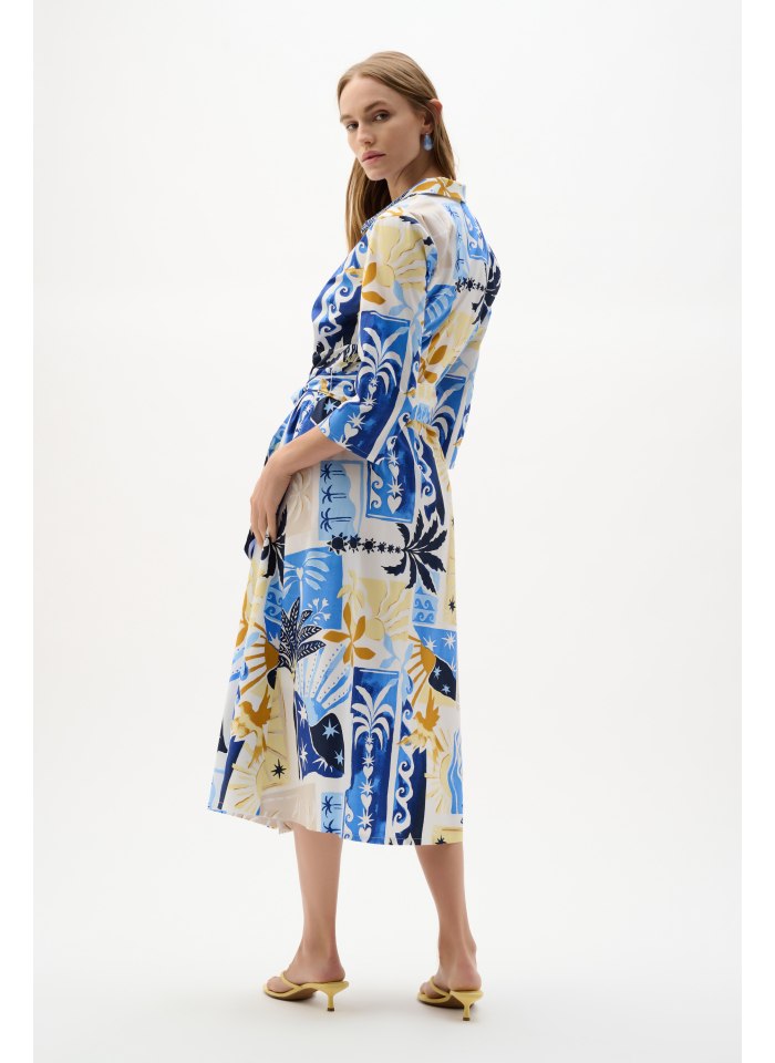 Joseph Ribkoff 262225 Bawełniana sukienka wiązania w pasie.