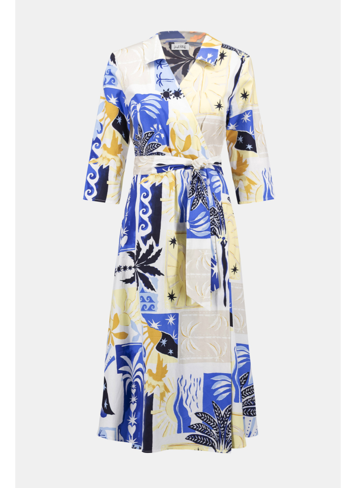 Joseph Ribkoff 262225 Bawełniana sukienka wiązania w pasie.