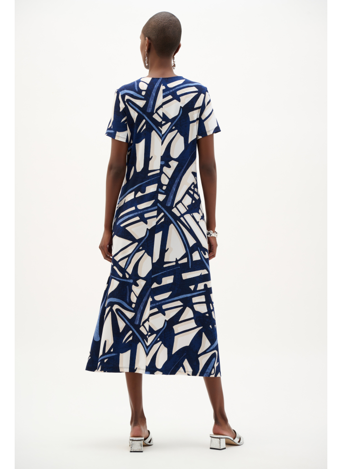 Joseph Ribkoff 262245 Letnia wzorzysta sukienka o długości midi.