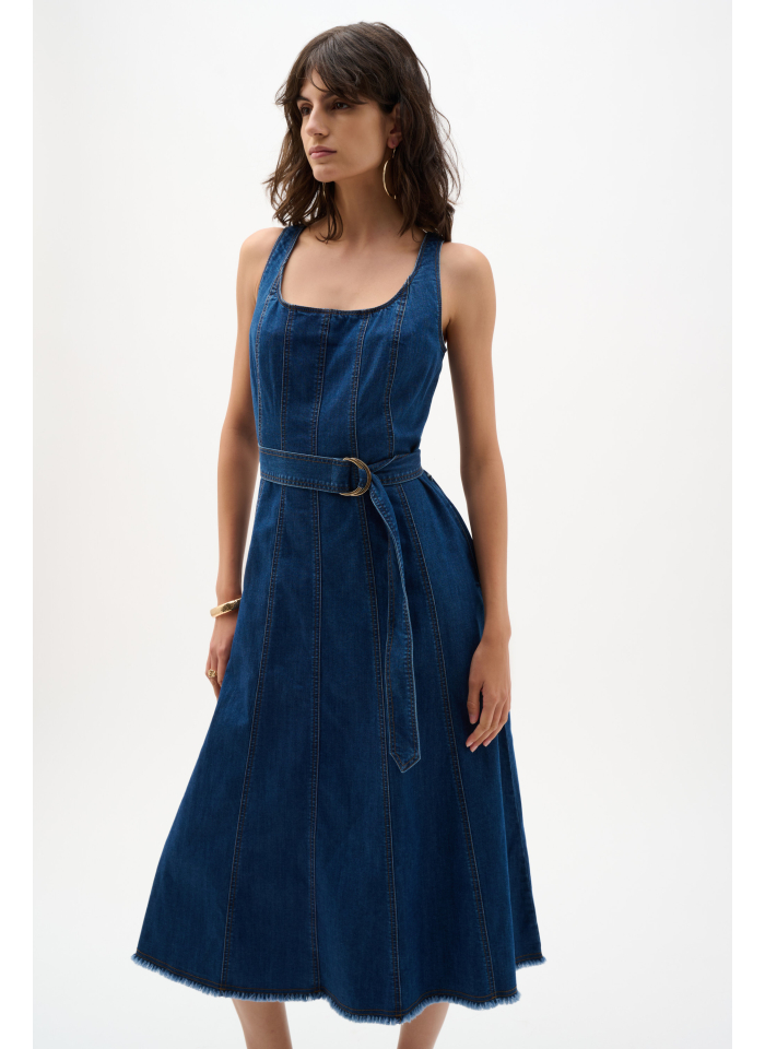 Joseph Ribkoff 262901 Jeansowa sukienka z paskiem.