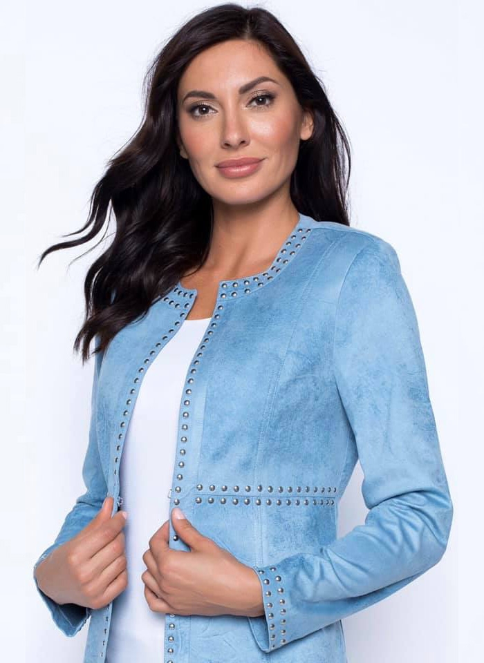 Frank Lyman. Niebieski żakiet zdobiony srebrnymi dżetami.