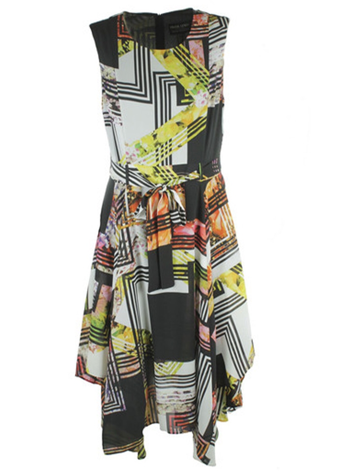 Frank Lyman, Kolorowa sukienka wiązaną w pasie.