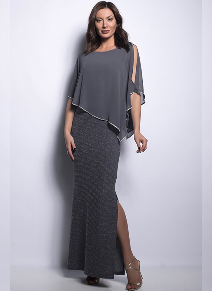 Frank Lyman. Wieczorowa połyskująca suknia z narzutką, 4 kolory