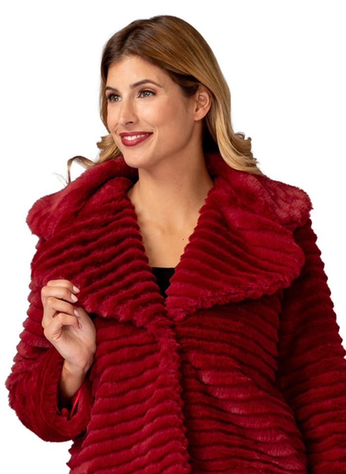 Joseph Ribkoff 193718 Syntetyczne futerko w bordowym kolorze