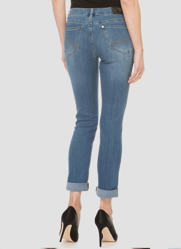 Joseph Ribkoff, Dżinsowe spodnie typu slim z przetarciami.