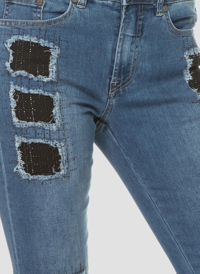 Joseph Ribkoff, Dżinsowe spodnie typu slim z przetarciami.