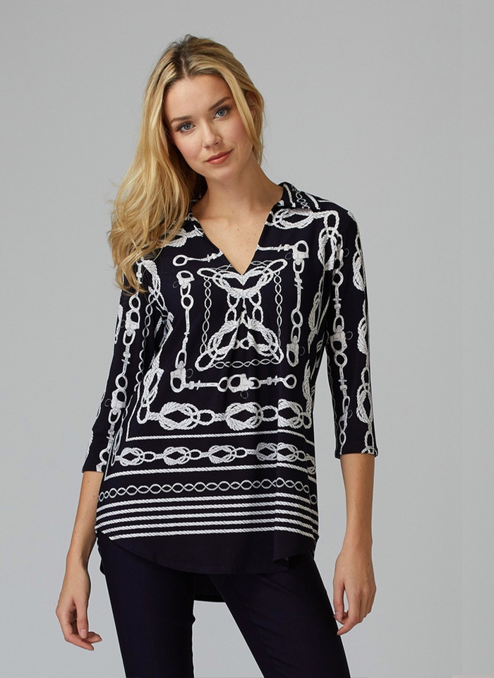 Joseph Ribkoff, Bluzka w kolorze granatowym w stylu jachtingowym.