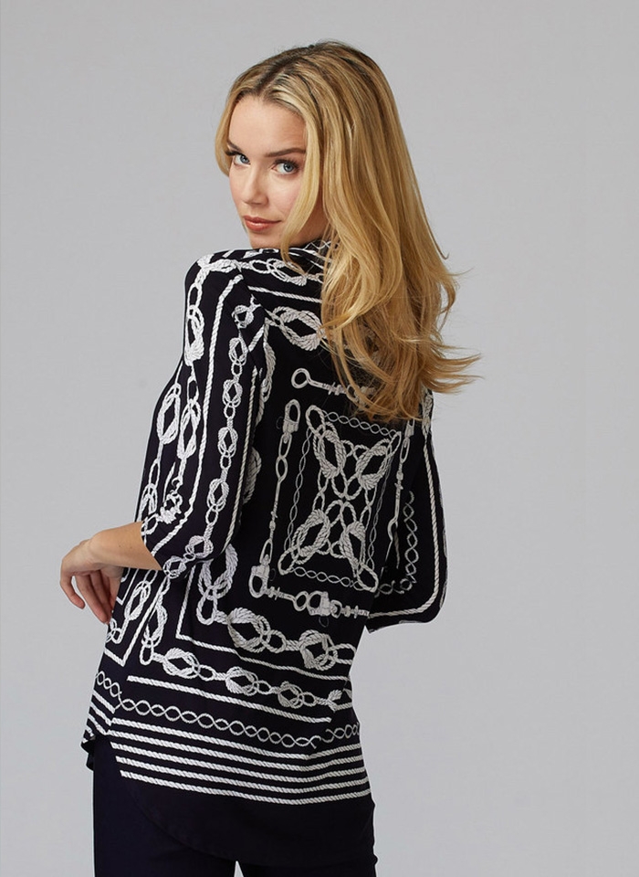 Joseph Ribkoff, Bluzka w kolorze granatowym w stylu jachtingowym.